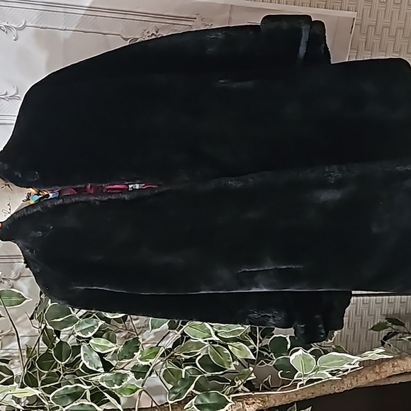 Vintage Moulieres Paris Mouton Dyed Black Processed Lamb Swing Coat XL - Picture 3 of 13